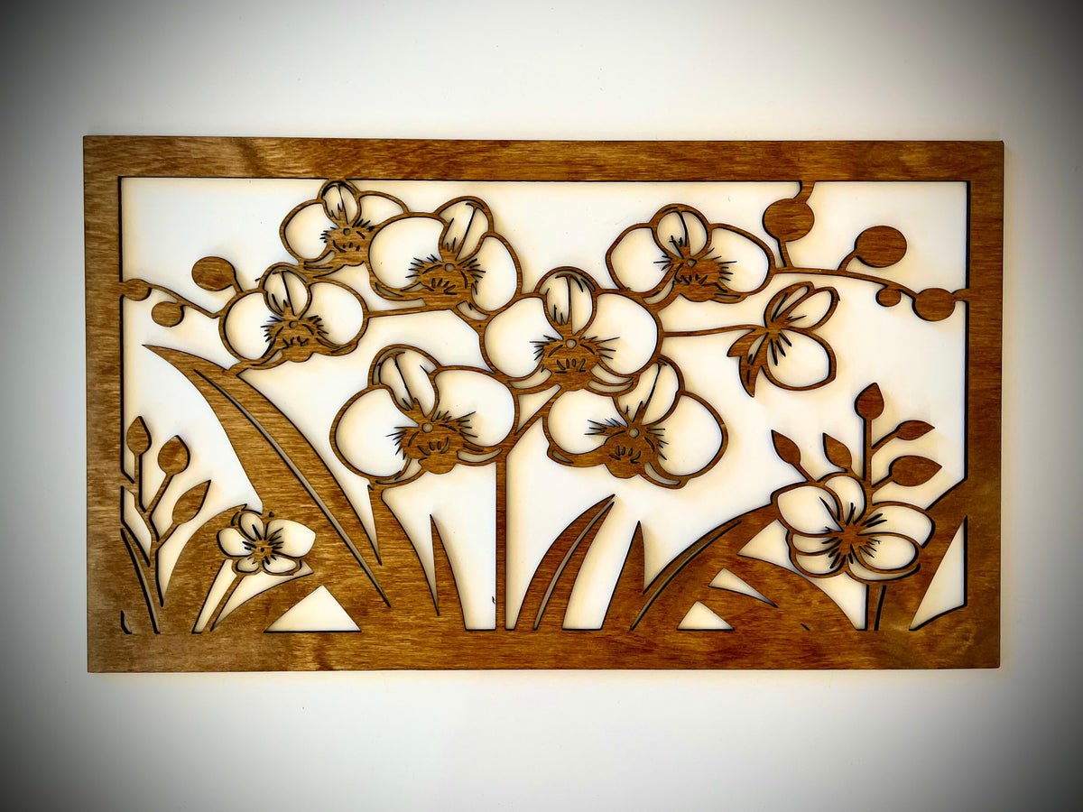Orchid Triptych Mandala Wood Wall Art | 3-Panel Set | 12 Finishes