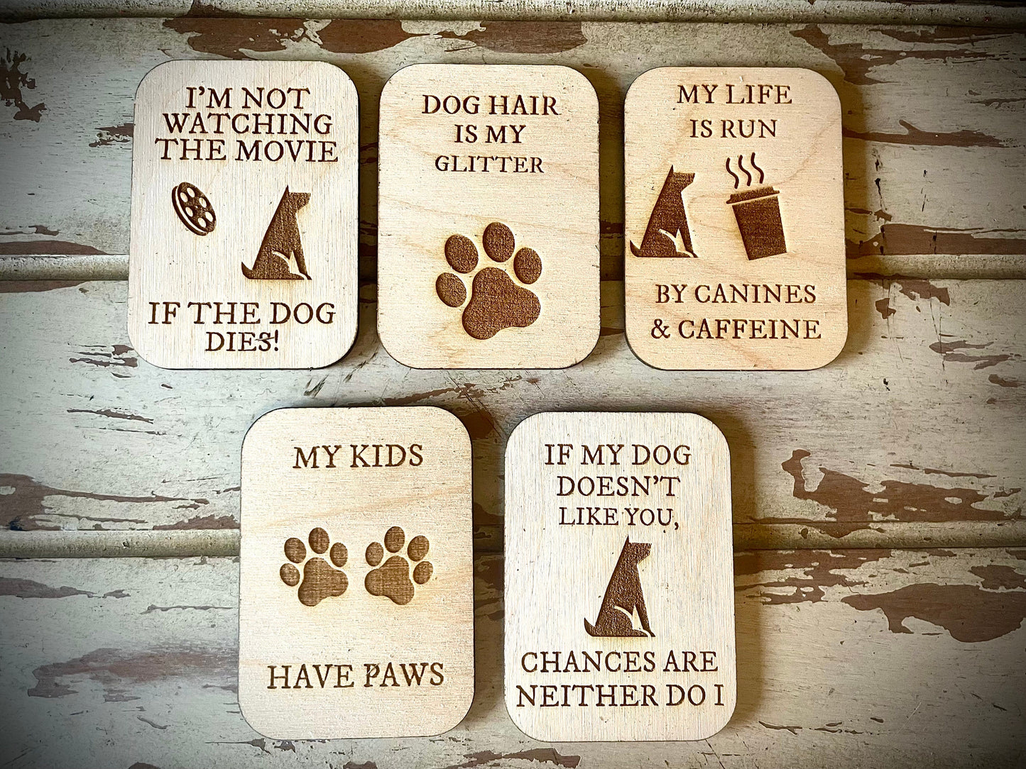 "My Kids Have Paws" Funny Dog Wood Fridge Magnet | Funny Gift