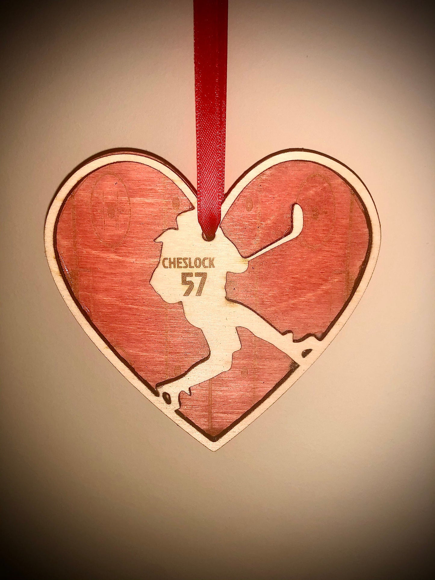 Personalized Female Hockey Goalie Valentine Heart Ornament | Engraved Rink, Name & Number