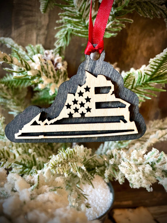 Virginia US Flag Wood Ornament & Gift Tag | 12 Finishes | Patriotic Gift