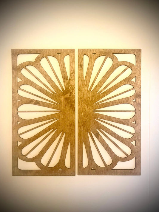 Boho Flower Petal Power Wood Wall Art | 2-Panel Set | Multiple Sizes & Finishes