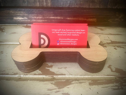Dog Bone Wood Business Card Holder | 12 Finishes
