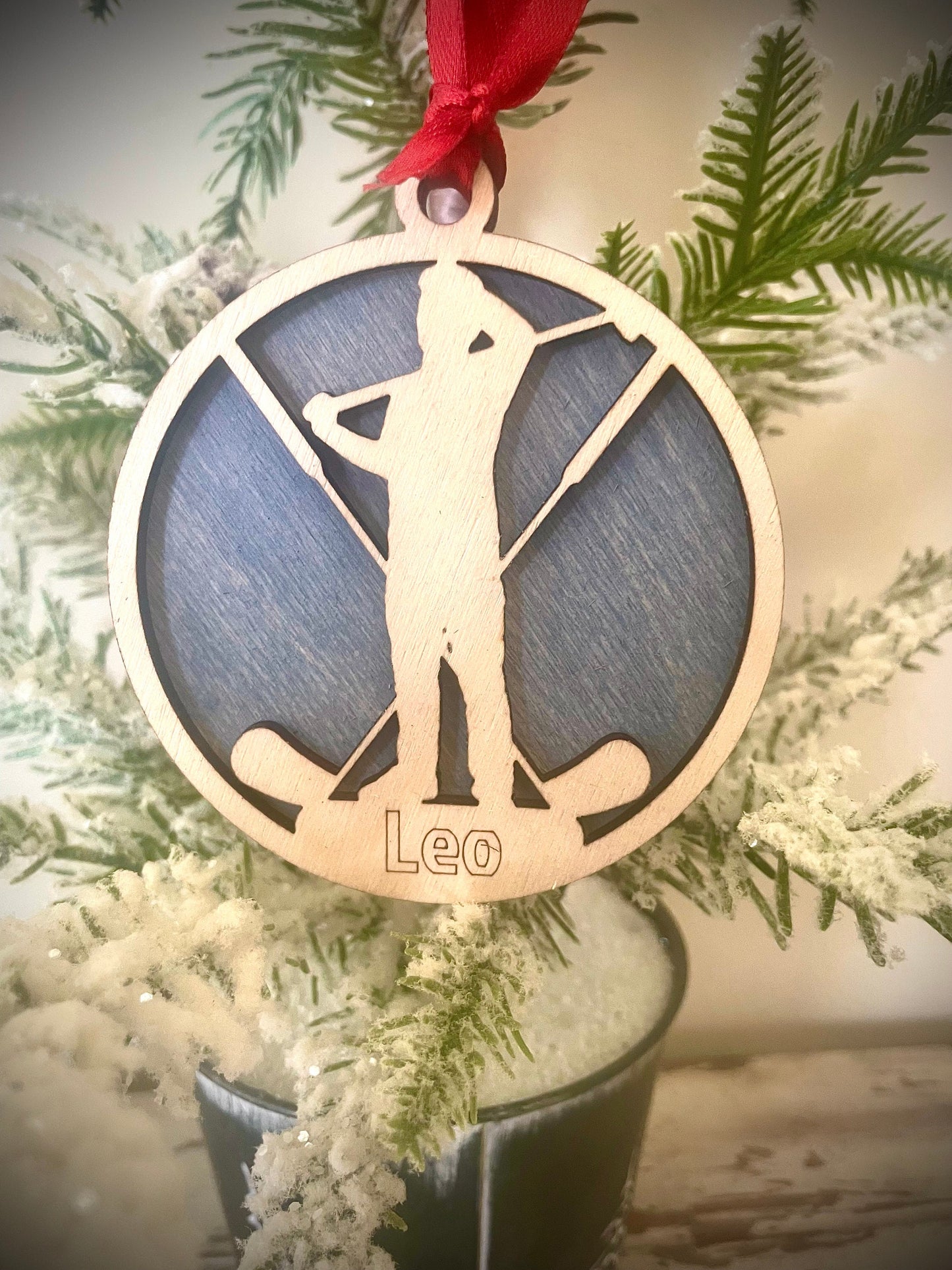 Golfer Personalized 2-Layer Wood Christmas Ornament & Gift Tag | Multiple Finishes | Golf Gift (#5)