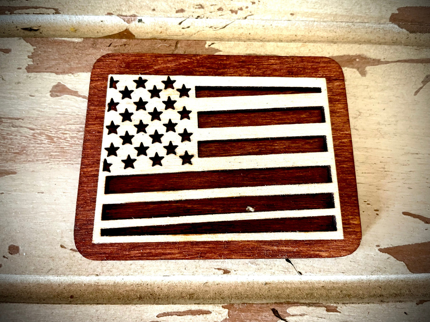 Colorado US Flag 2-Layer Wood Refrigerator Magnet | 12 Finishes | Patriotic Gift