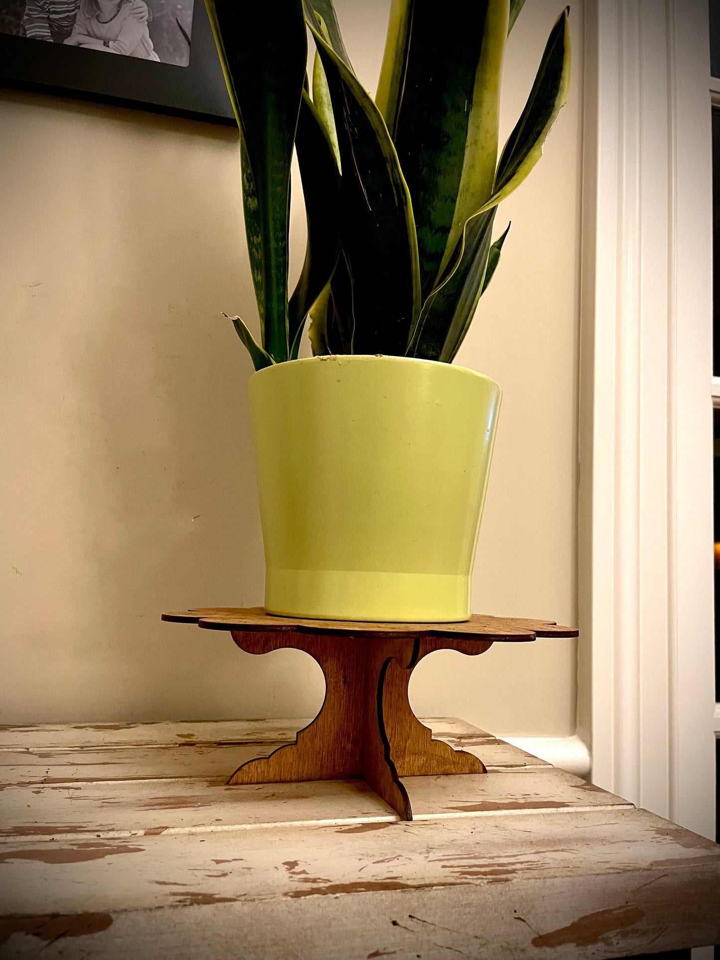 Large Boho Floral Wood Indoor Plant Stand | Very Sturdy | 12 Finishes | Style C