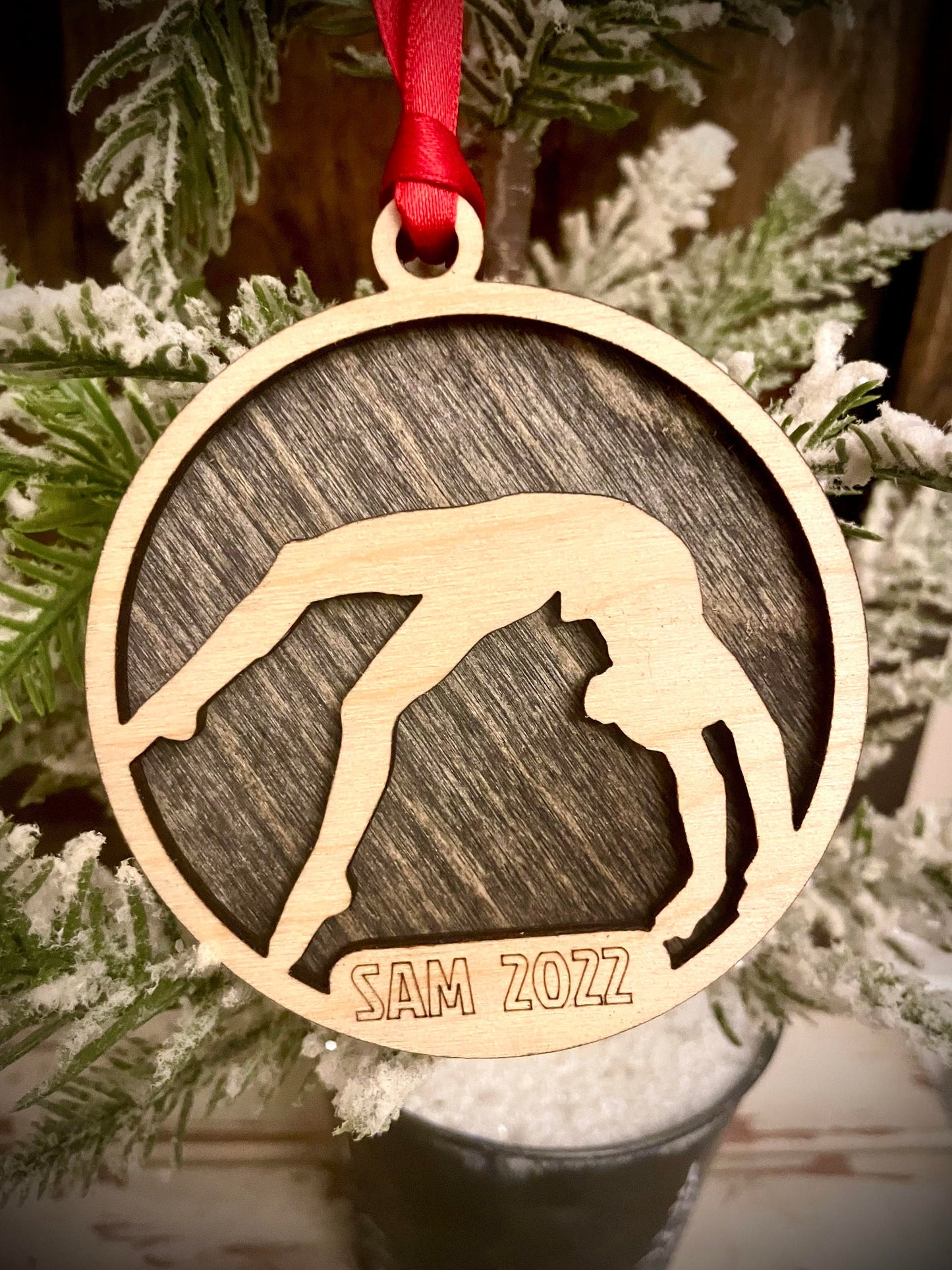 Gymnastics Personalized 2-Layer Wood Christmas Ornament & Gift Tag | Multiple Finishes | Gymnastics Gift (#4)
