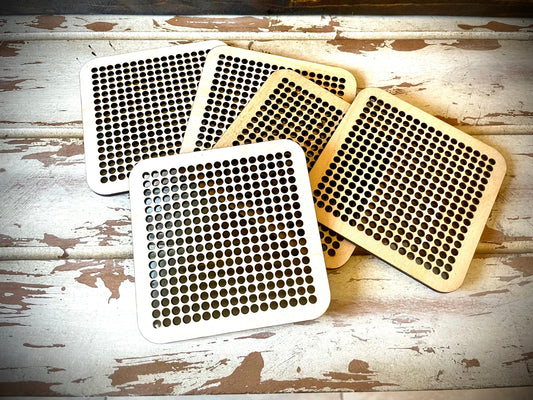 Cross Stitch 4" Wood Coaster Blanks | Extra Large Holes for Yarn | Single or Bulk