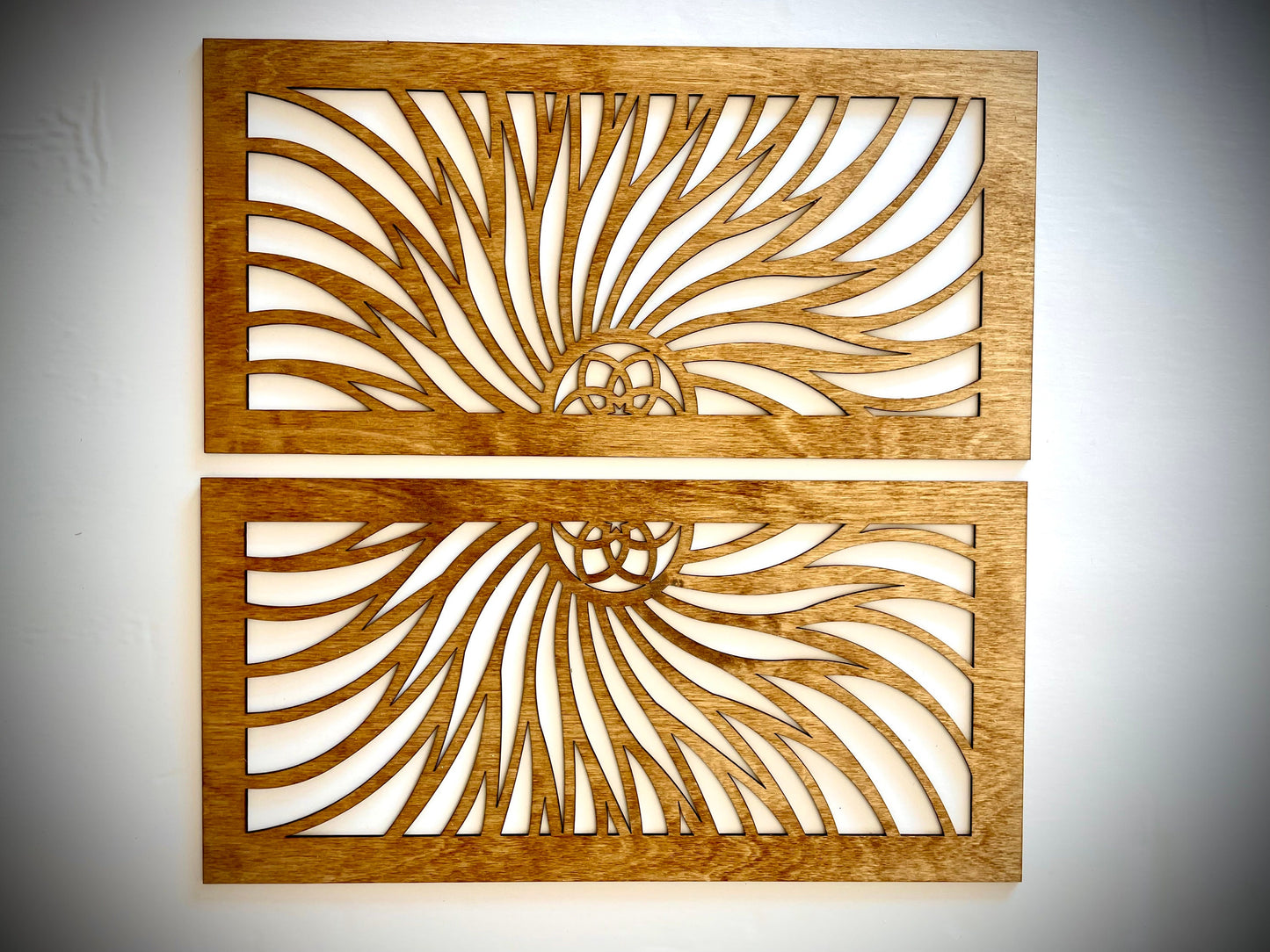 Boho Star Fire Spiral Flower Wood Wall Art | 2-Panel Set | Multiple Sizes & Finishes