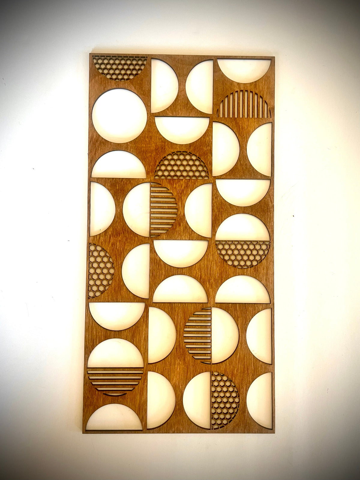 Bauhaus Style 3-Panel Wood Wall Art Set B - middle panel view