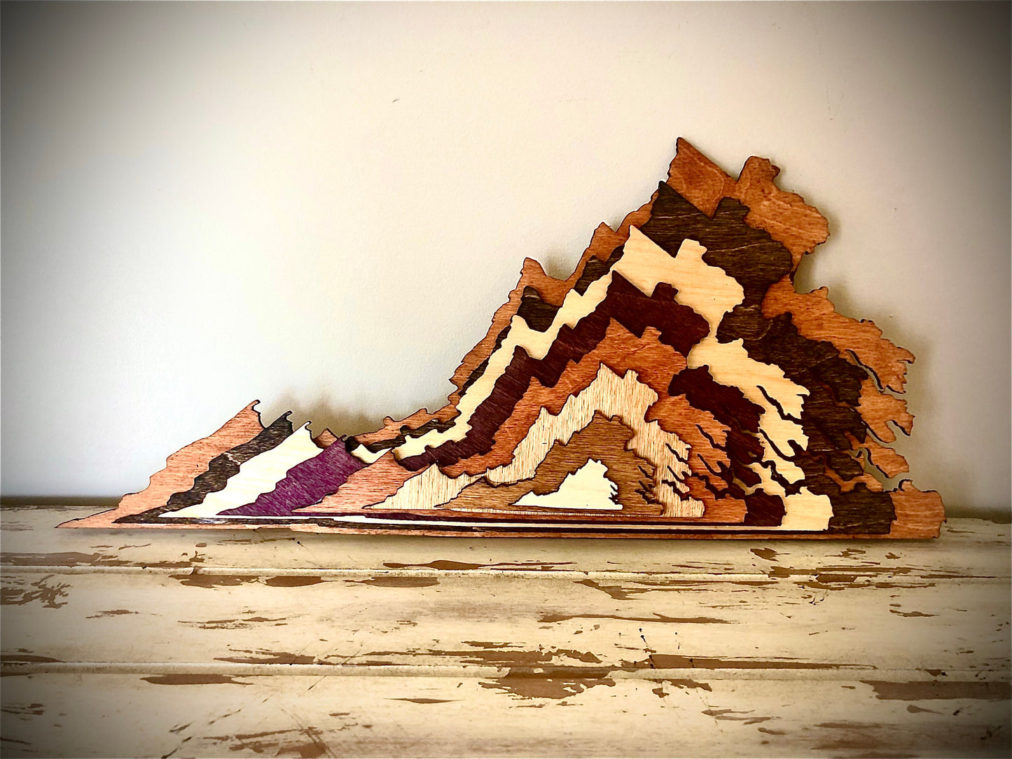 Virginia Stacked State 3D Wood Table & Wall Art | Multi-Color