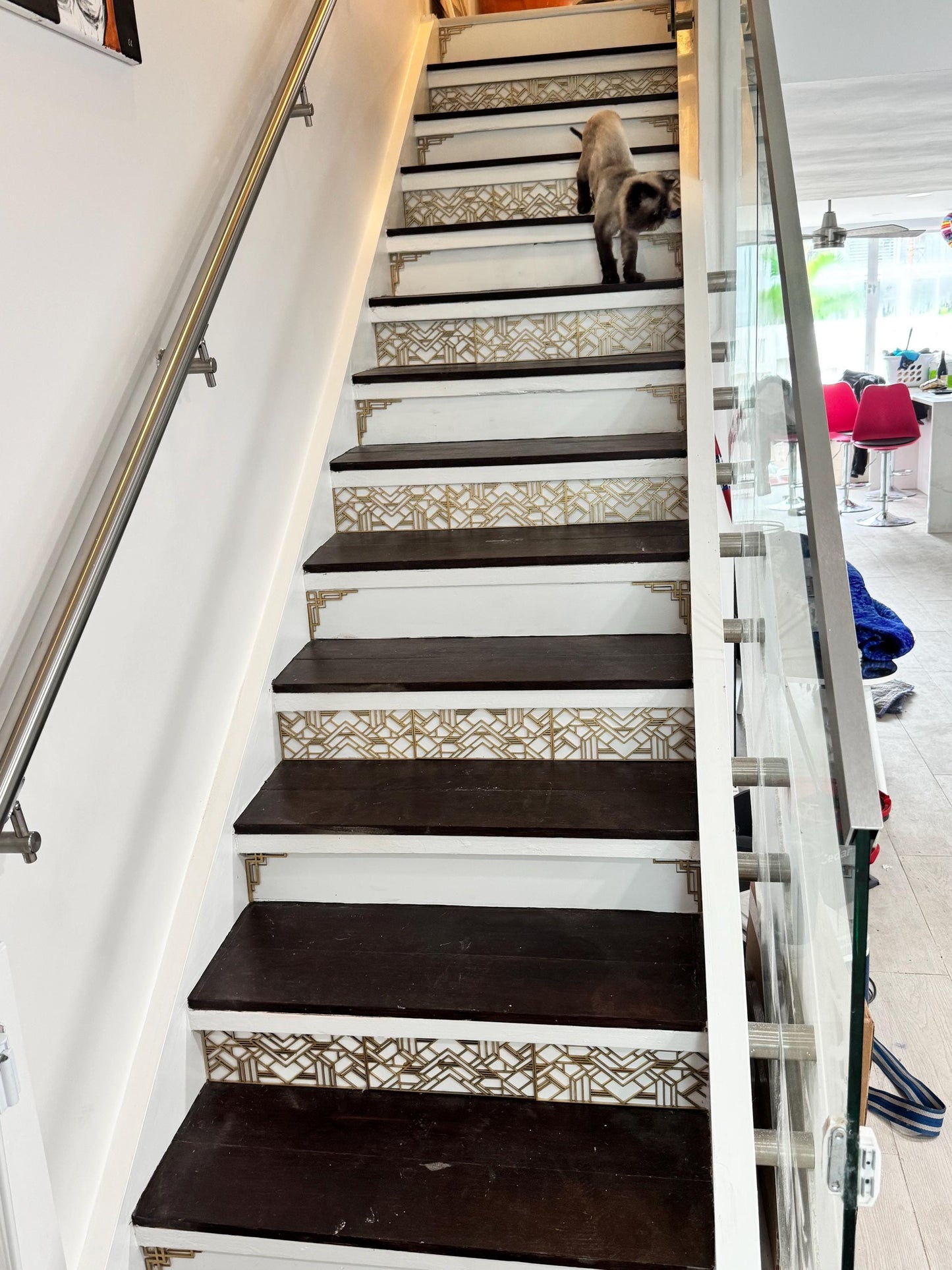 Art Deco art deco Staircase accents / embellishments (set of 3) available in multiple finishes-Art Deco style B