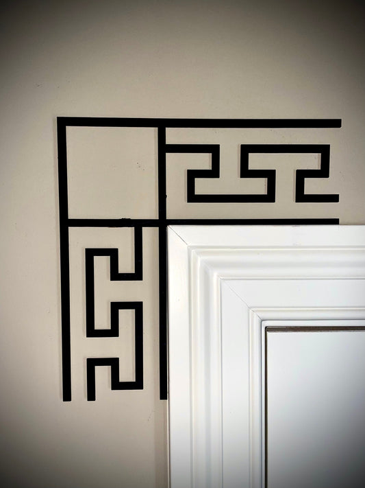 Greek Key Large Pattern Wood Corner Accent | Windows & Doors | Set of 2 | Greek Set B