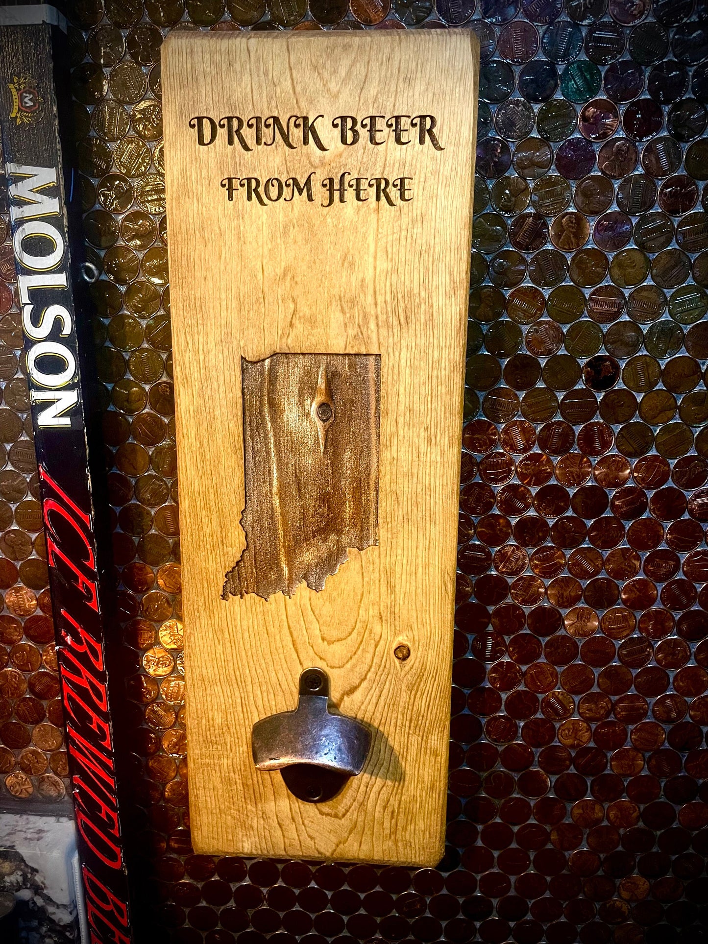 All 50 States Engraved Wall Bottle Opener | "Drink Beer From Here" | 12 Finishes | Father's Day Gift