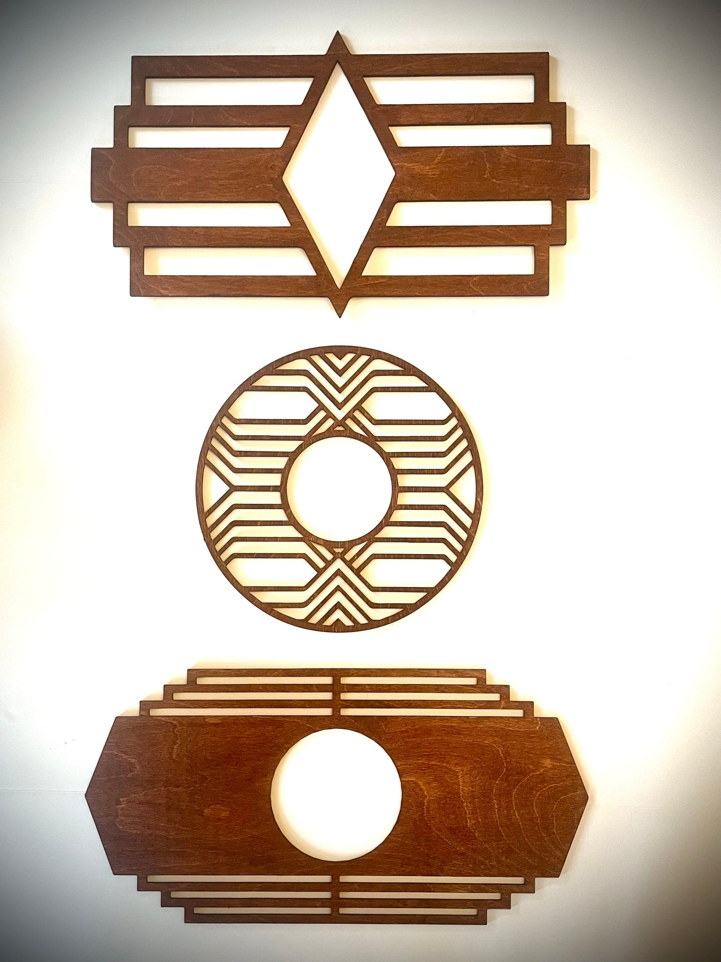 Art Deco Marquees Wood Wall Art | 3-Panel Set | Multiple Sizes & Finishes | Style B