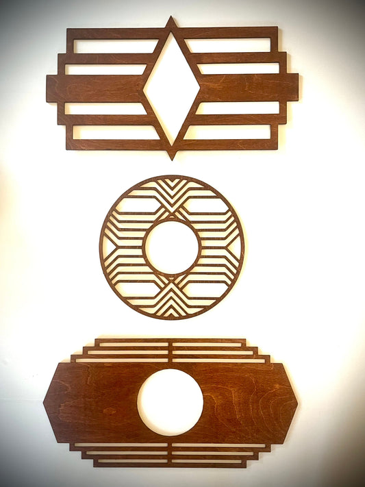 Art Deco Marquees Wood Wall Art | 3-Panel Set | Multiple Sizes & Finishes | Style B