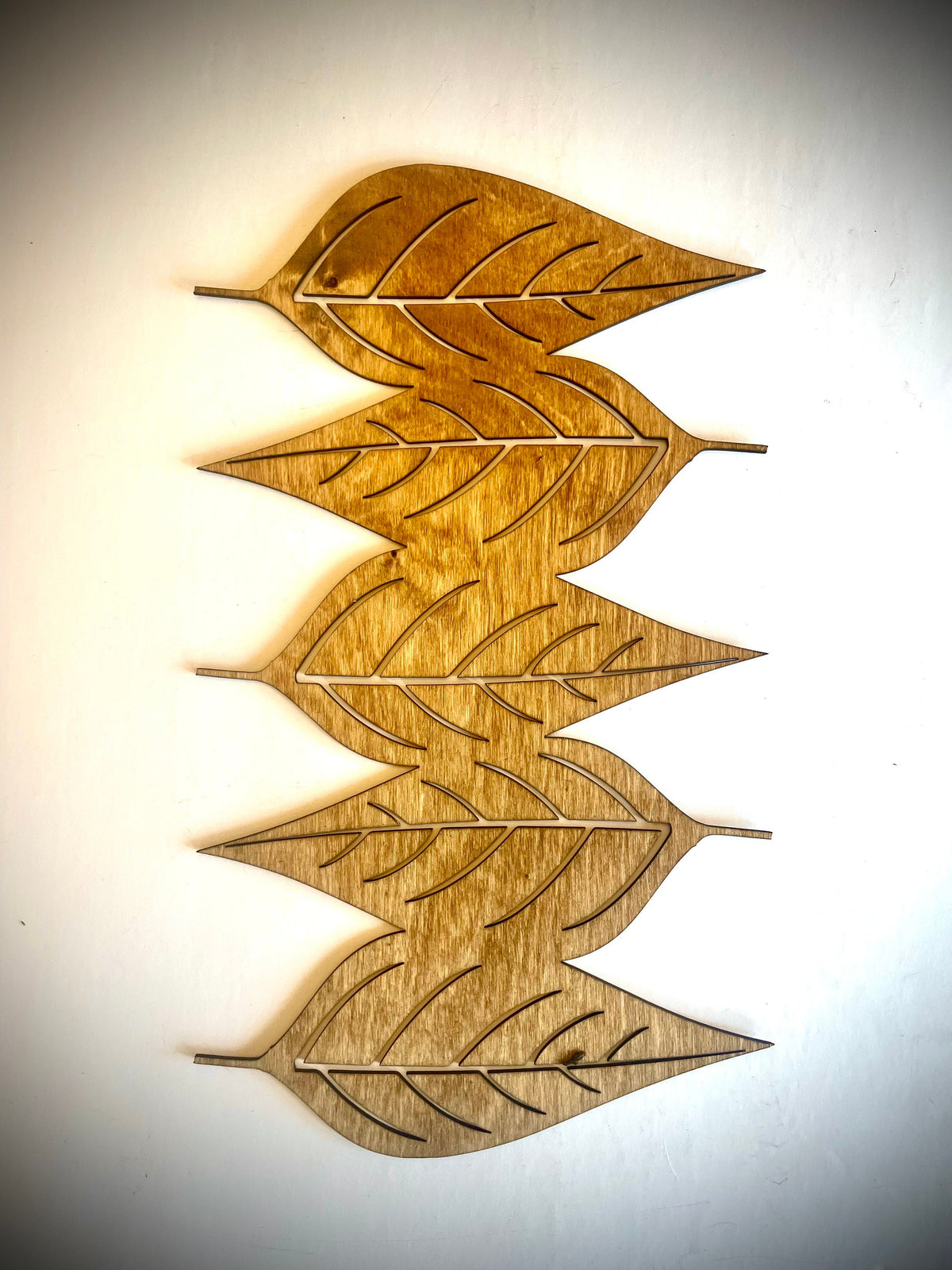 Boho Frameless Leaf Wood Wall Art | 3-Panel Set | Multiple Finishes