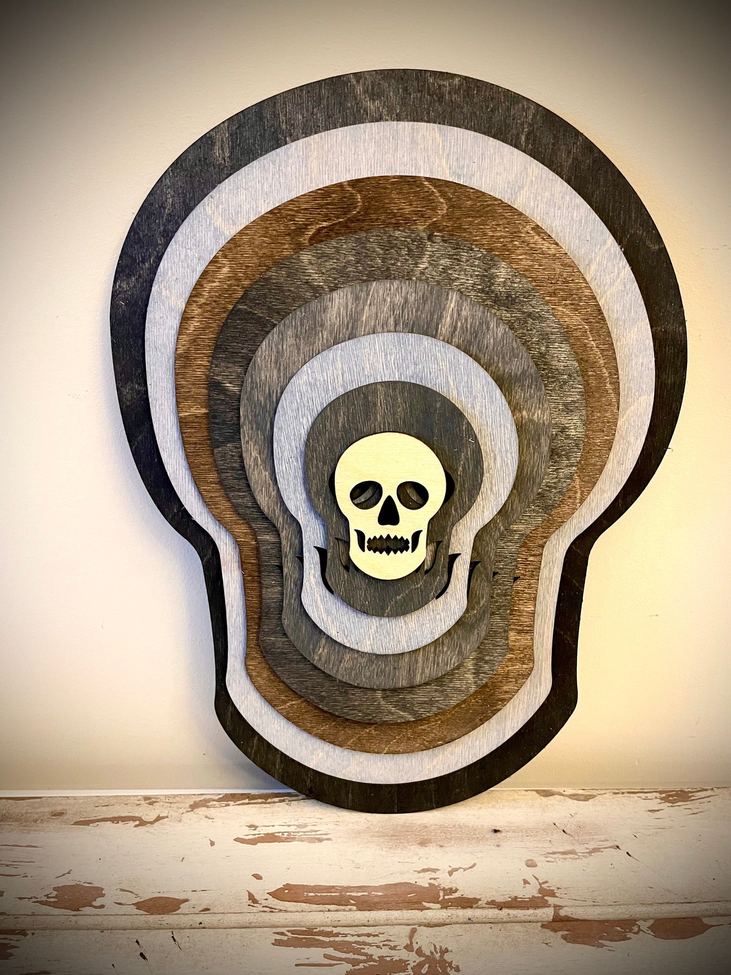 Stacked Skulls 3D Wood Table & Wall Art | Multi-Color