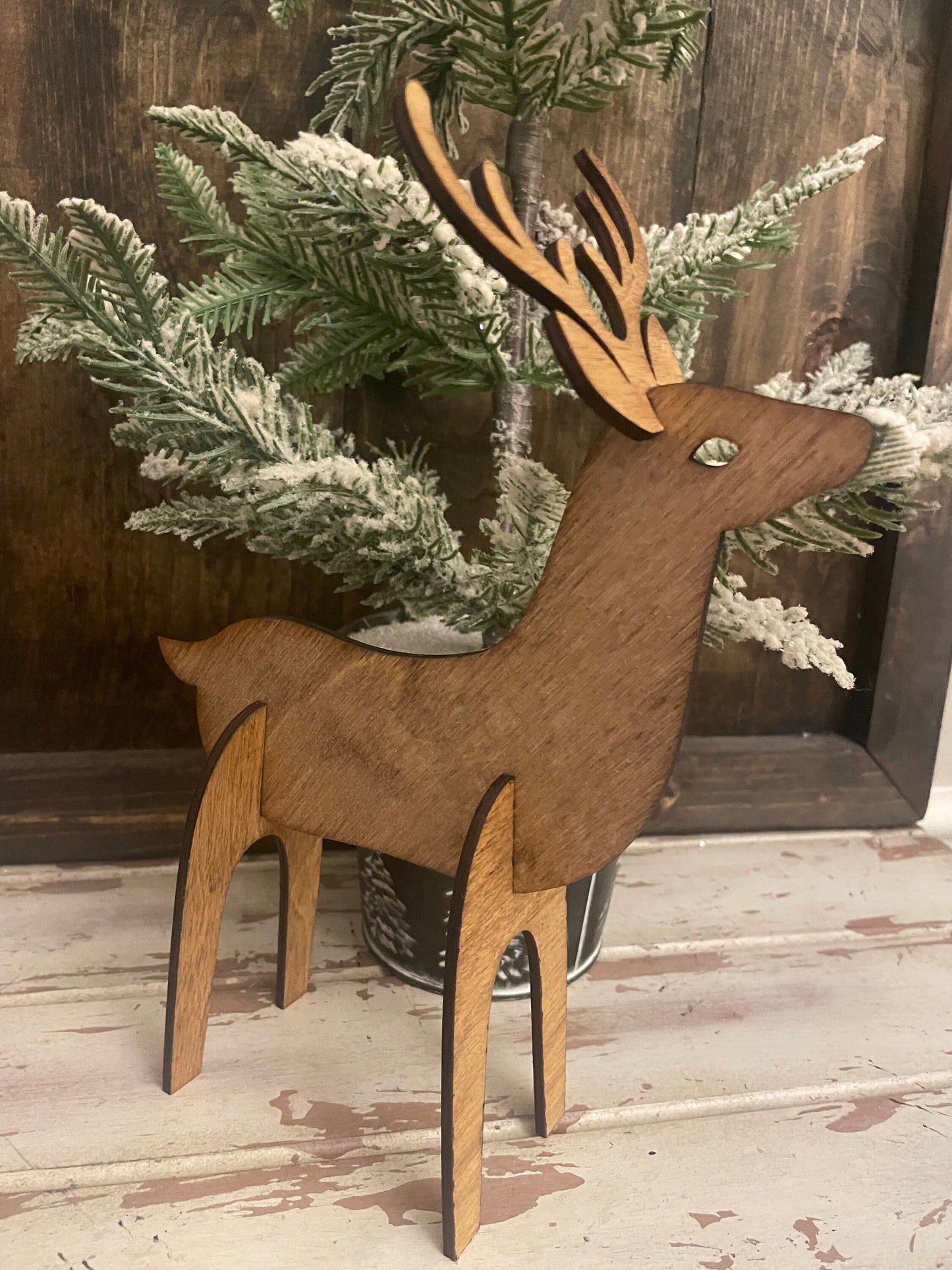 3D Reindeer Christmas Wood Tabletop Decor | 4 Styles, 12 Finishes