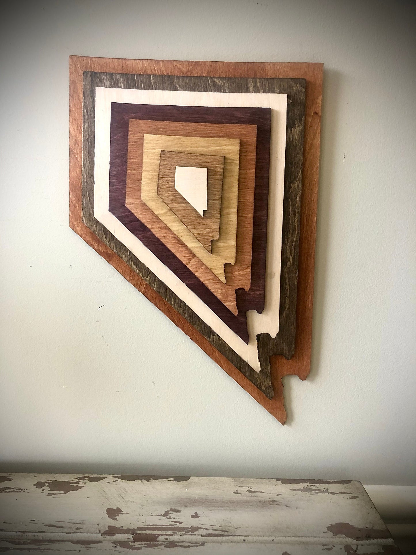 Nevada Stacked State 3D Wood Table & Wall Art | Multi-Color