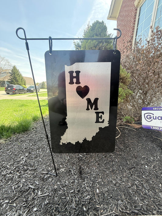 Custom HOME Aluminum Garden Flag Sign | Choose Your State | Double-Sided Weatherproof