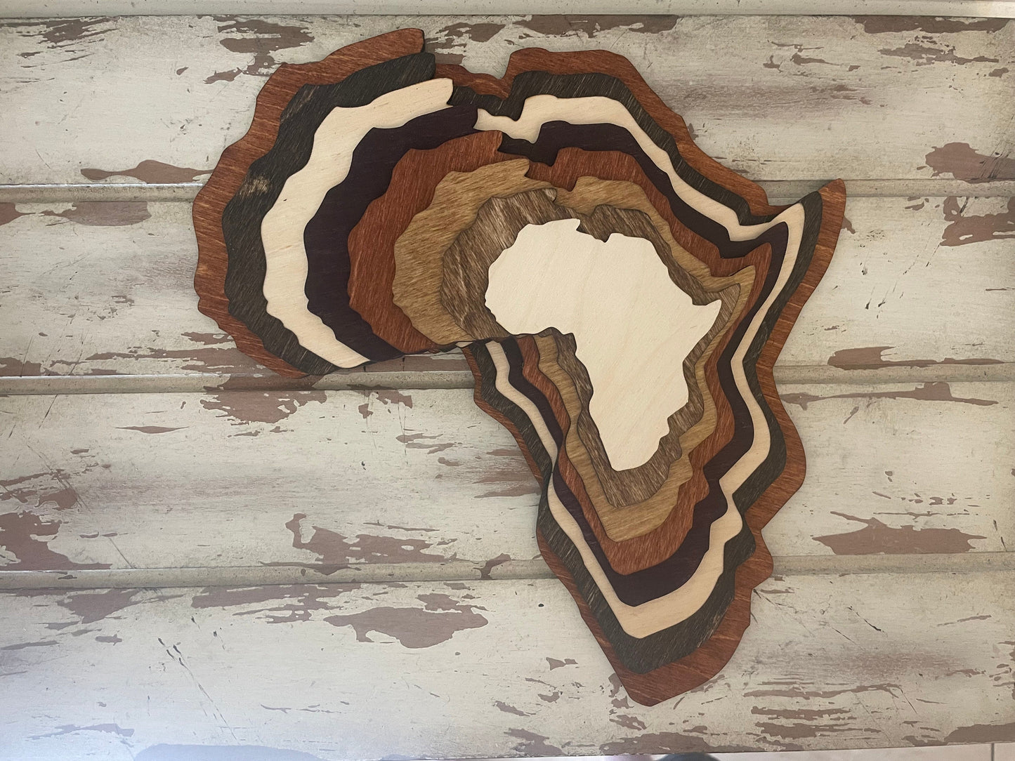 Africa Stacked 3D Wood Table & Wall Art | Multi-Color
