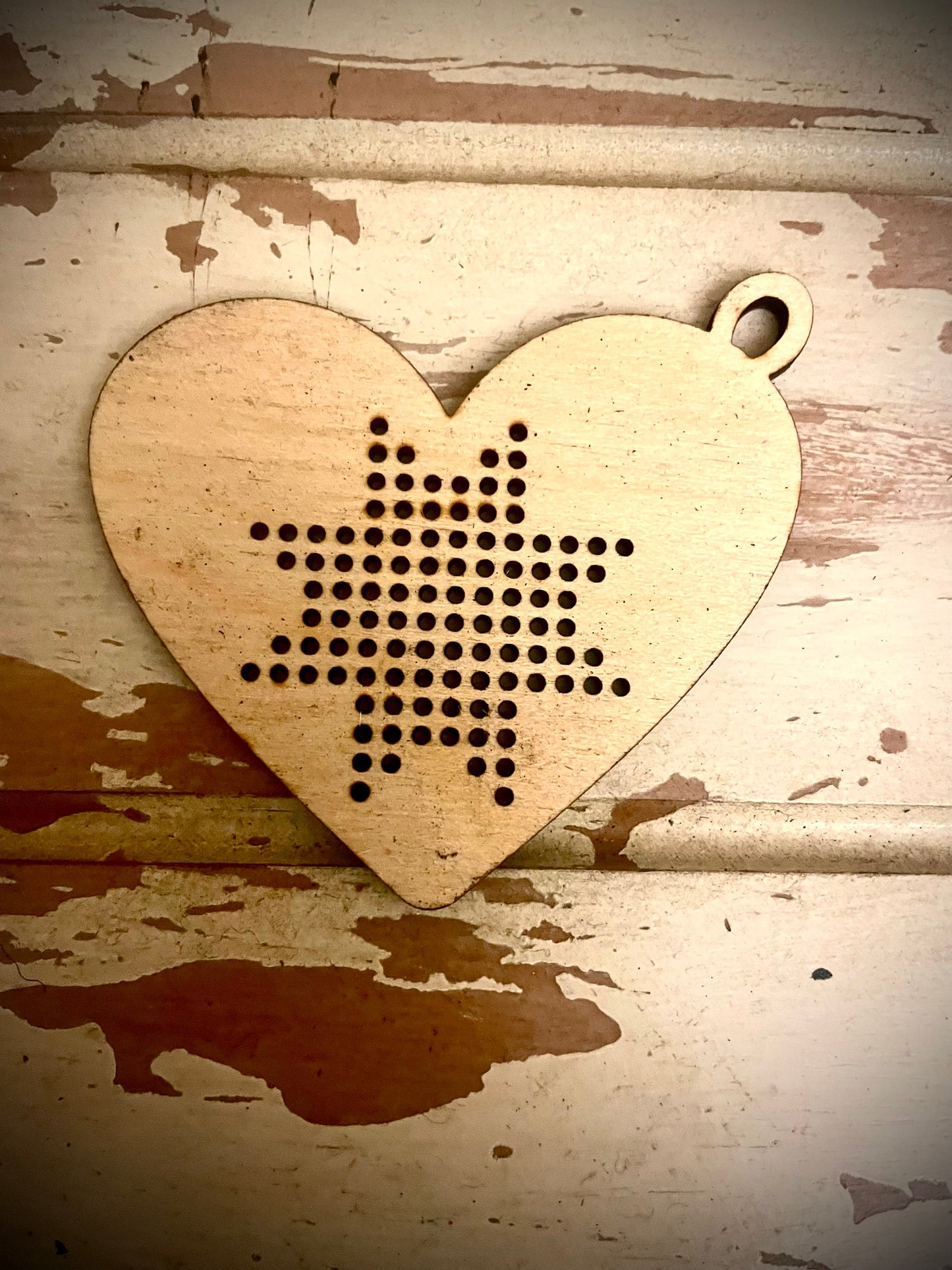 Cross Stitch Heart Wood Ornament Blank | Assorted Quantities | Craft Supply