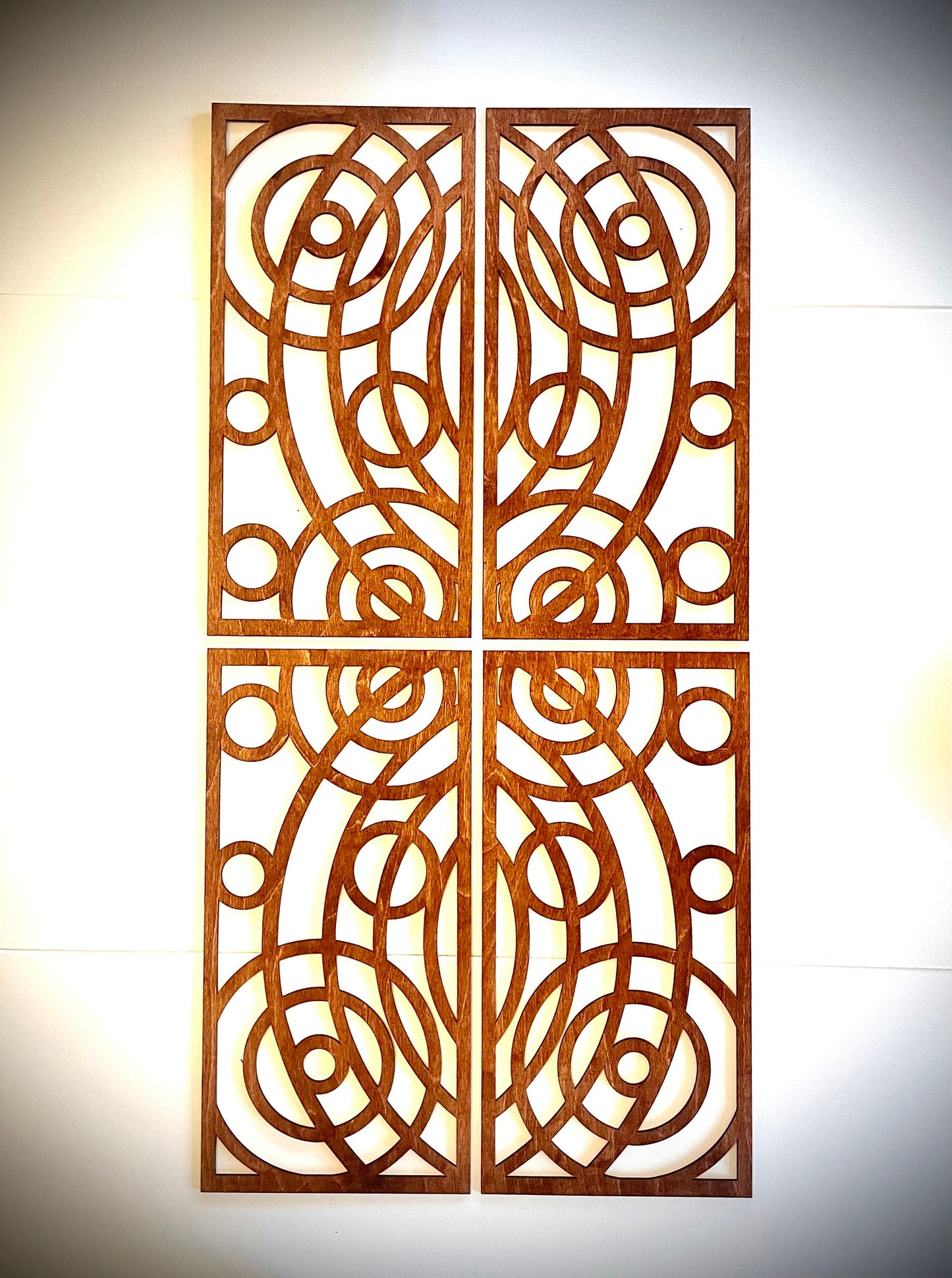 Boho Modern Art Deco Art Deco Circles wood wall art, 4 panel in multiple sizes and finishes, decor wall art original-O