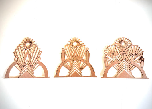 Art Deco Marquees Wood Wall Art | 3-Panel Set | Multiple Sizes & Finishes | Set C