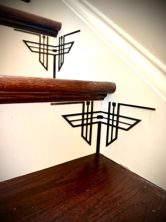 Tempest-art deco staircase corner accents / embellishments (set of 4) in natural or other finishes- set AC