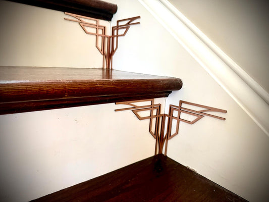 Citadel-art deco staircase corner accents / embellishments (set of 4) in natural or other finishes- set AH