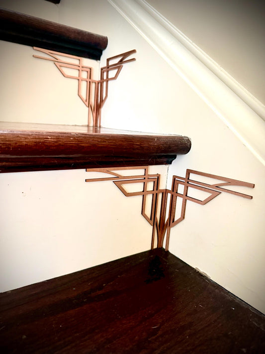 Citadel-art deco staircase corner accents / embellishments (set of 4) in natural or other finishes- set AH