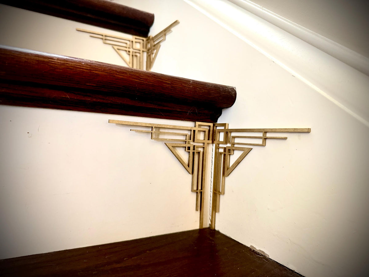 Sterling-Art deco staircase corner accents / embellishments (set of 4) in natural or other finishes- set AL