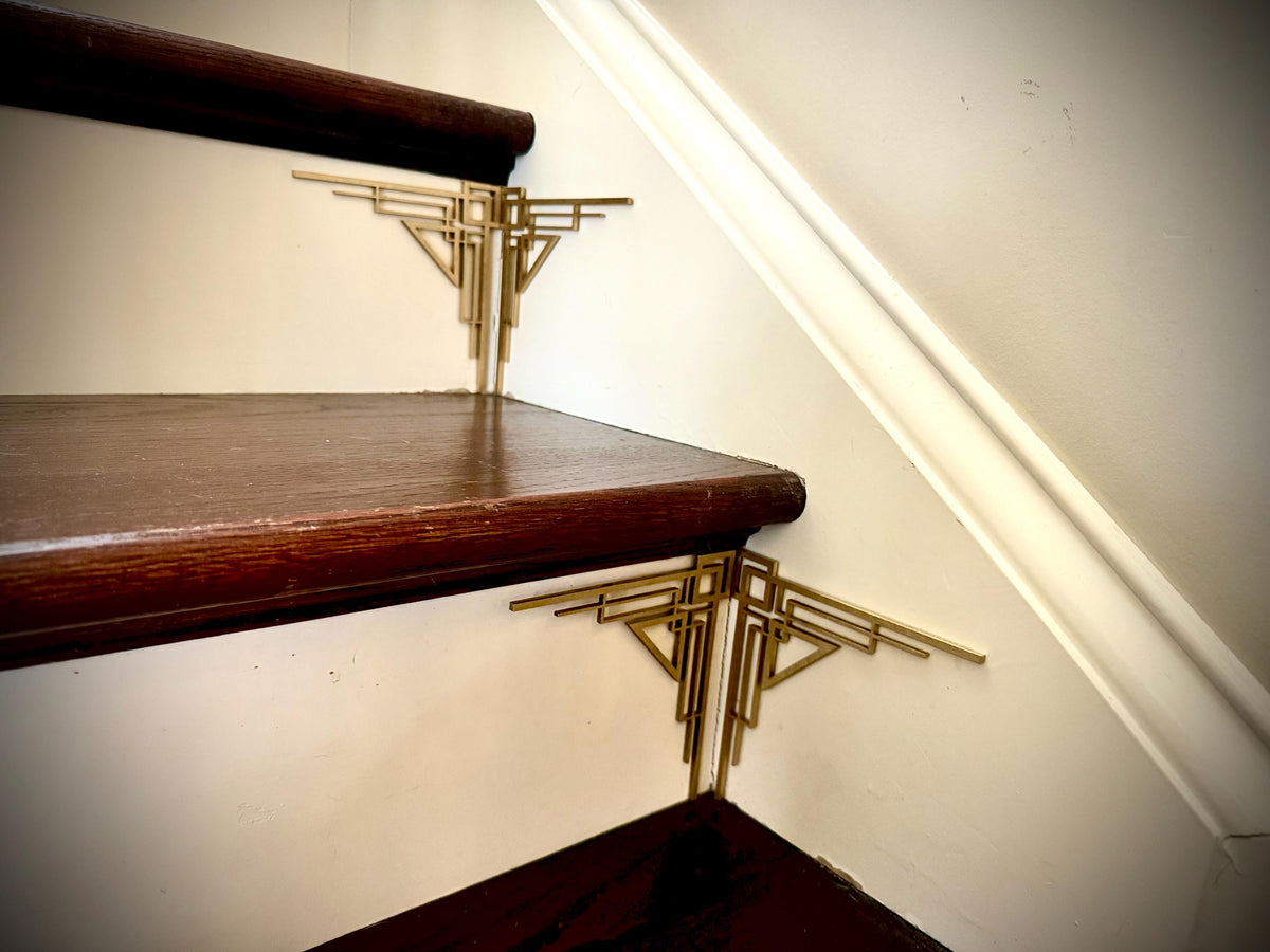 Sterling-Art deco staircase corner accents / embellishments (set of 4) in natural or other finishes- set AL