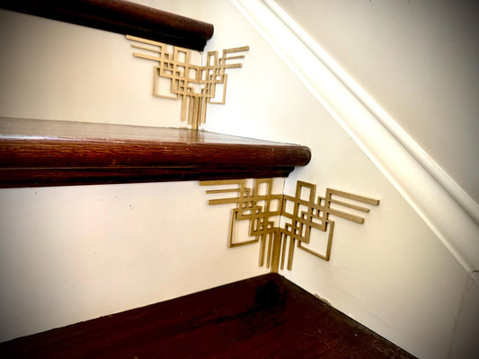 Cosma-art deco staircase corner accents / embellishments (set of 4) in natural or other finishes- set AM