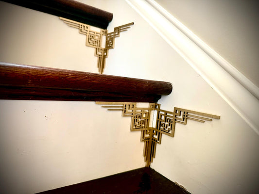 Relic-art deco staircase corner accents / embellishments (set of 4) in natural or other finishes- set AN