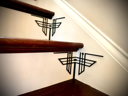Tempest-art deco staircase corner accents / embellishments (set of 4) in natural or other finishes- set AC