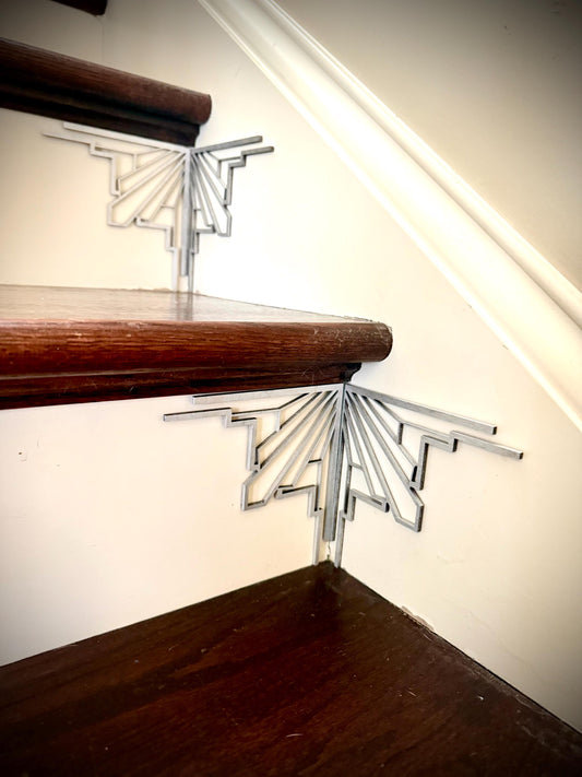 Beacon-art deco staircase corner accents / embellishments (set of 4) in natural or other finishes- set AF