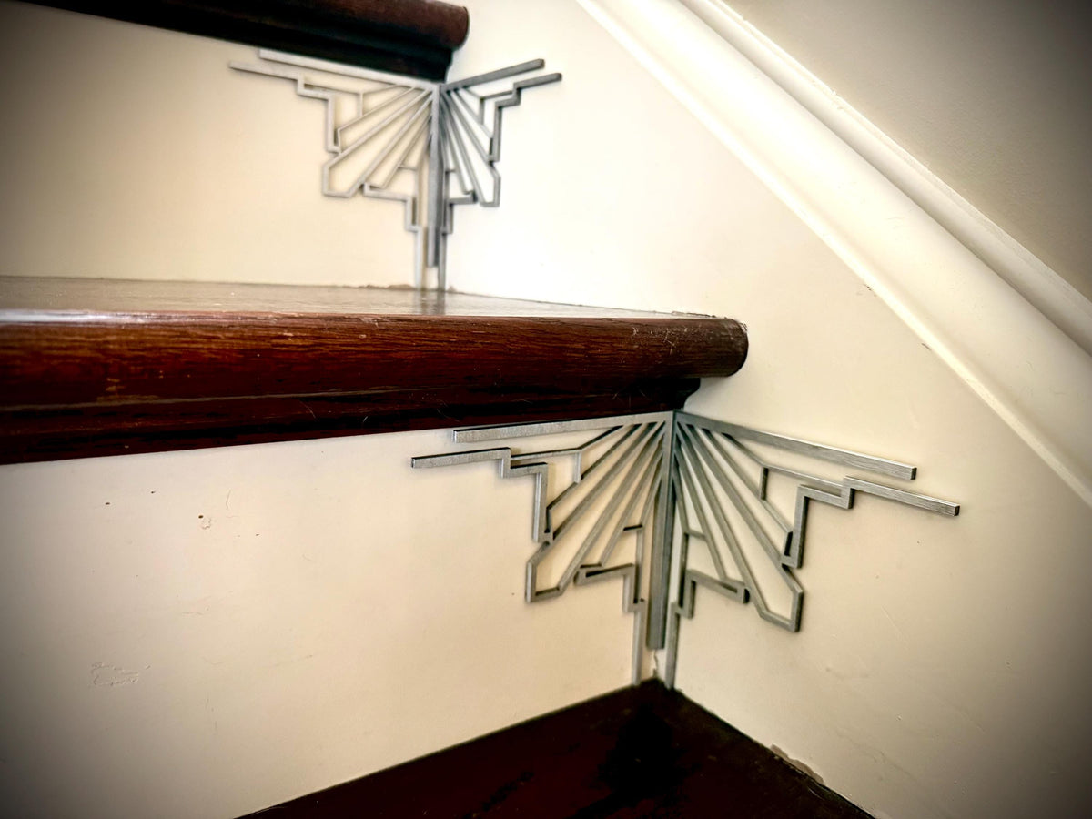 Beacon-art deco staircase corner accents / embellishments (set of 4) in natural or other finishes- set AF