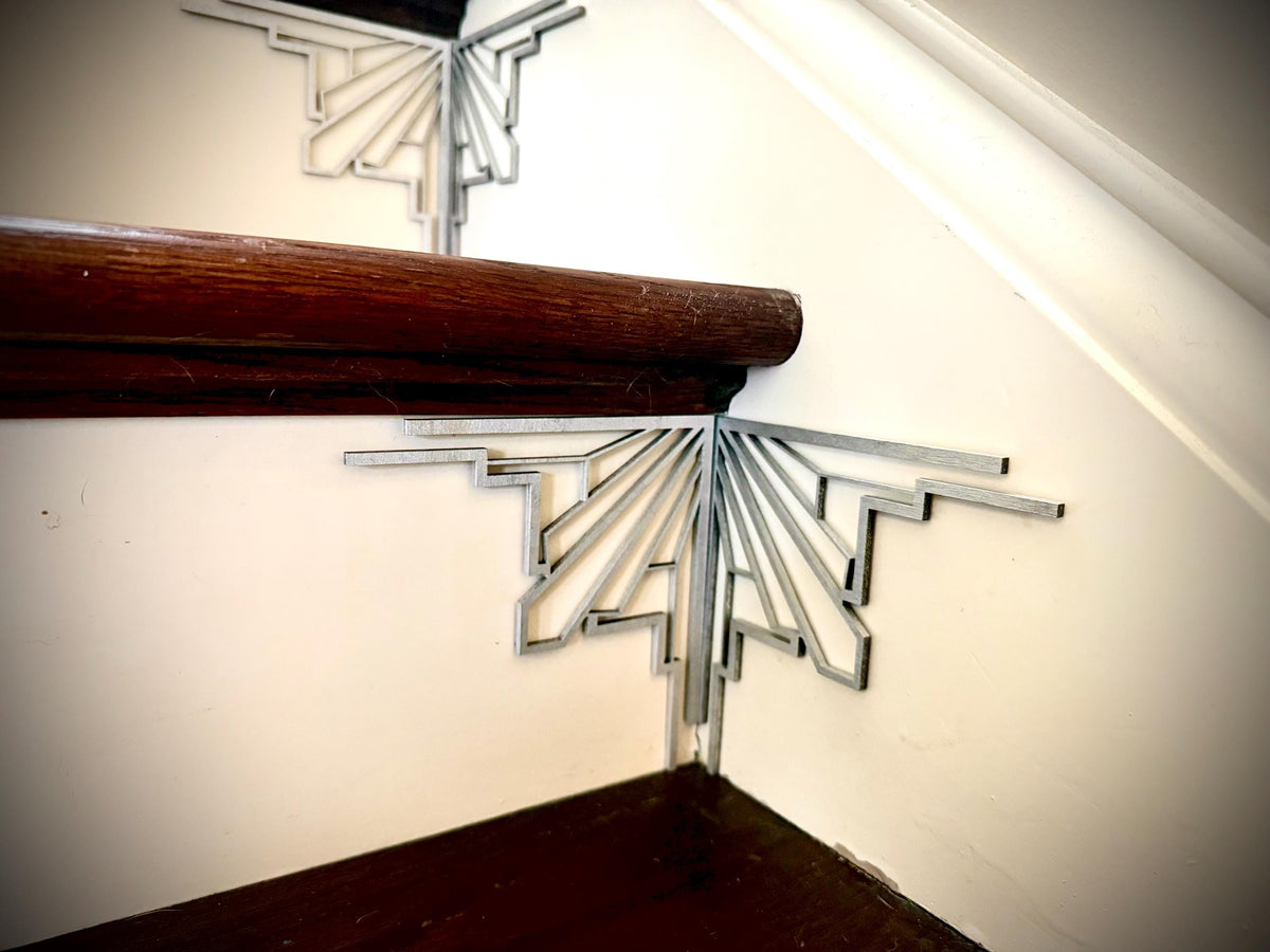 Beacon-art deco staircase corner accents / embellishments (set of 4) in natural or other finishes- set AF