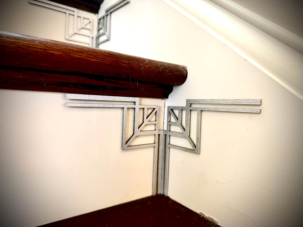 Dynasty-art deco staircase corner accents / embellishments (set of 4) in natural or other finishes- set AG