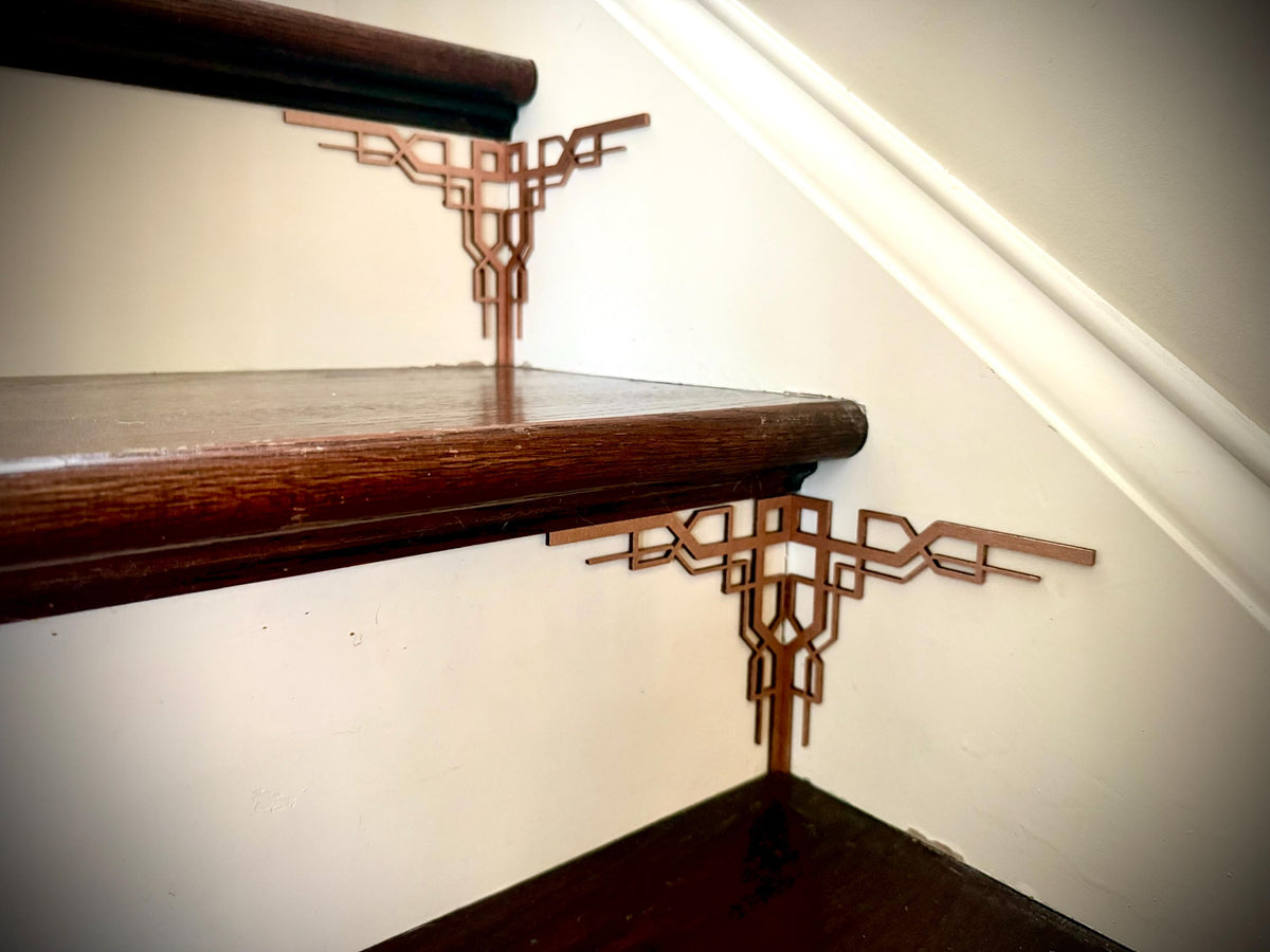 Mirage-art deco staircase corner accents / embellishments (set of 4) in natural or other finishes- set AI