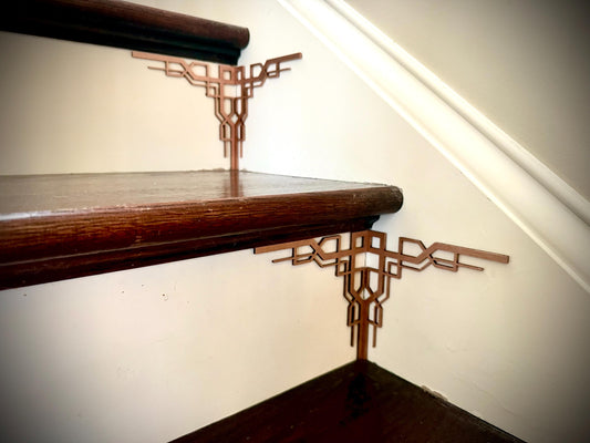 Mirage-art deco staircase corner accents / embellishments (set of 4) in natural or other finishes- set AI