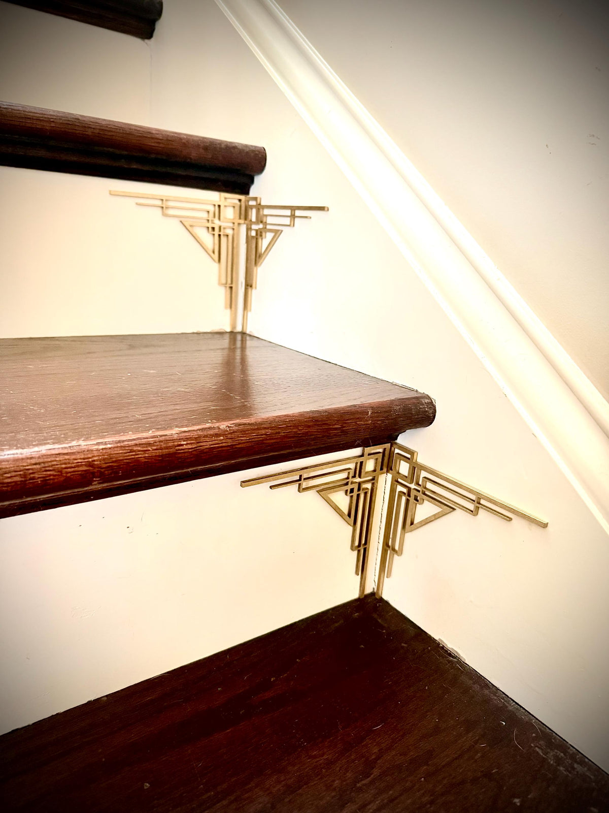 Sterling-Art deco staircase corner accents / embellishments (set of 4) in natural or other finishes- set AL