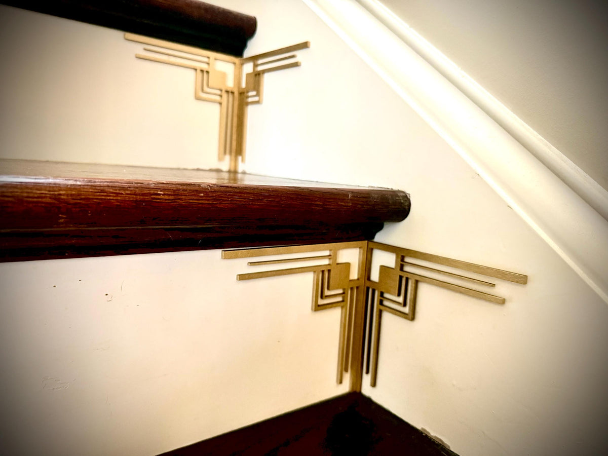 Verve-art deco staircase corner accents / embellishments (set of 4) in natural or other finishes- set AK