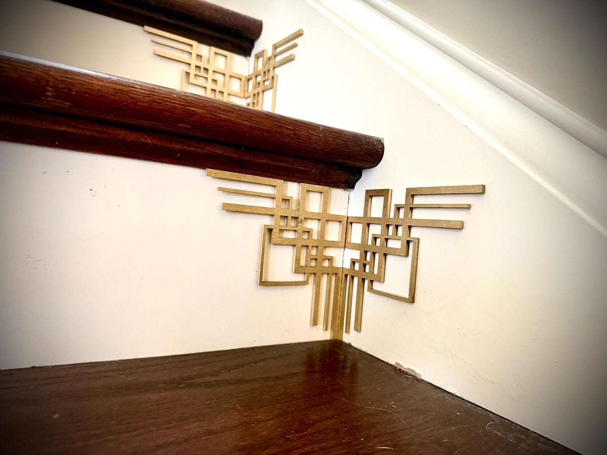 Cosma-art deco staircase corner accents / embellishments (set of 4) in natural or other finishes- set AM