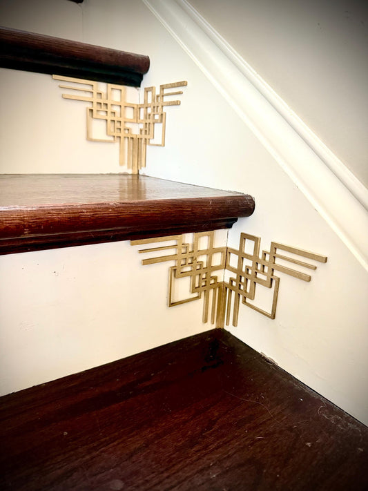 Cosma-art deco staircase corner accents / embellishments (set of 4) in natural or other finishes- set AM