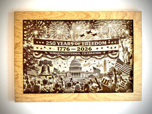 America's 250th or semi-quincentennial anniversary framed engraving with optional easel