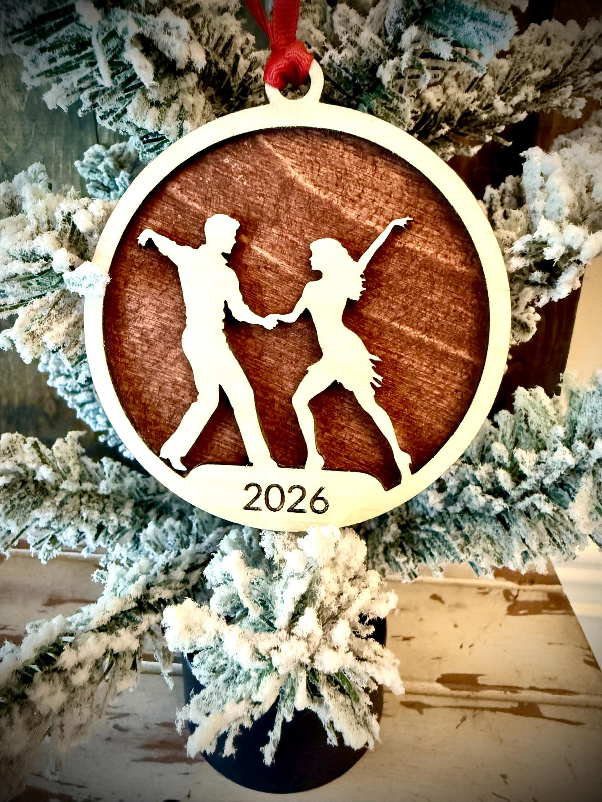 Salsa Dance Personalized 2-Layer Wood Christmas Ornament & Gift Tag | 12 Finishes