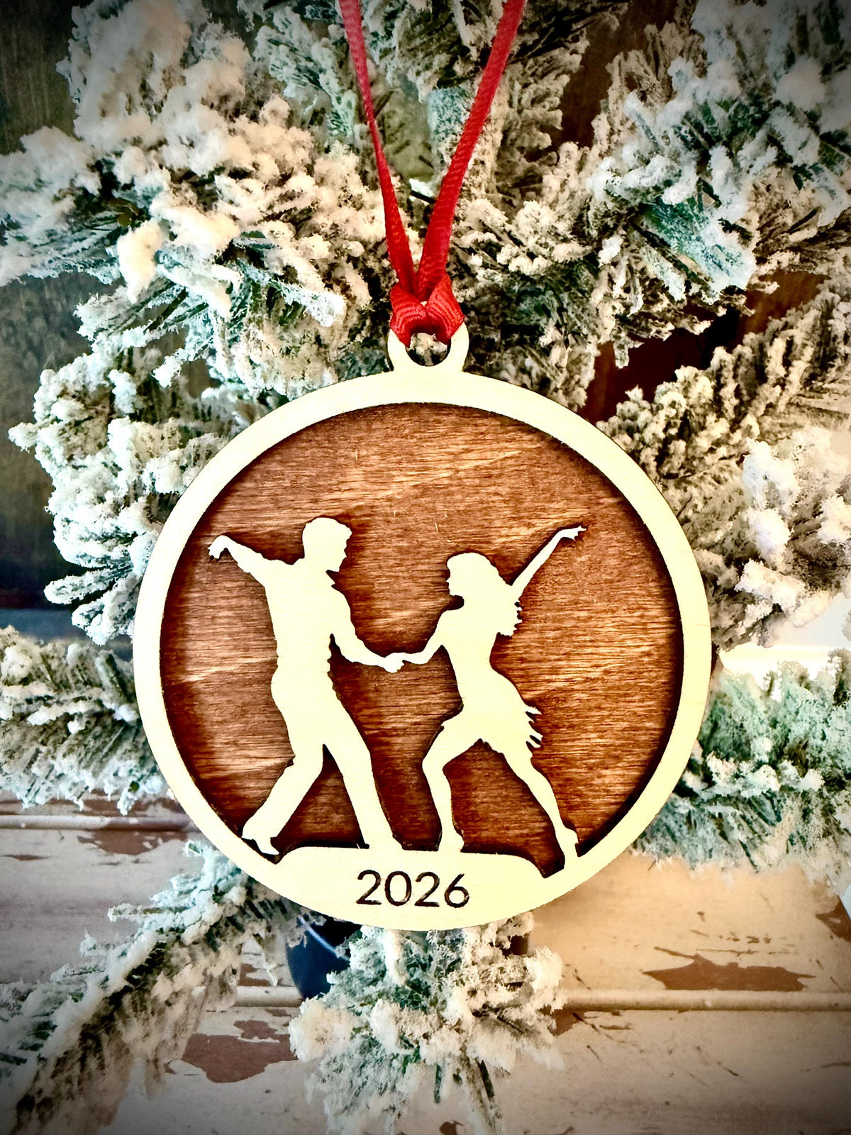 Salsa Dance Personalized 2-Layer Wood Christmas Ornament & Gift Tag | 12 Finishes
