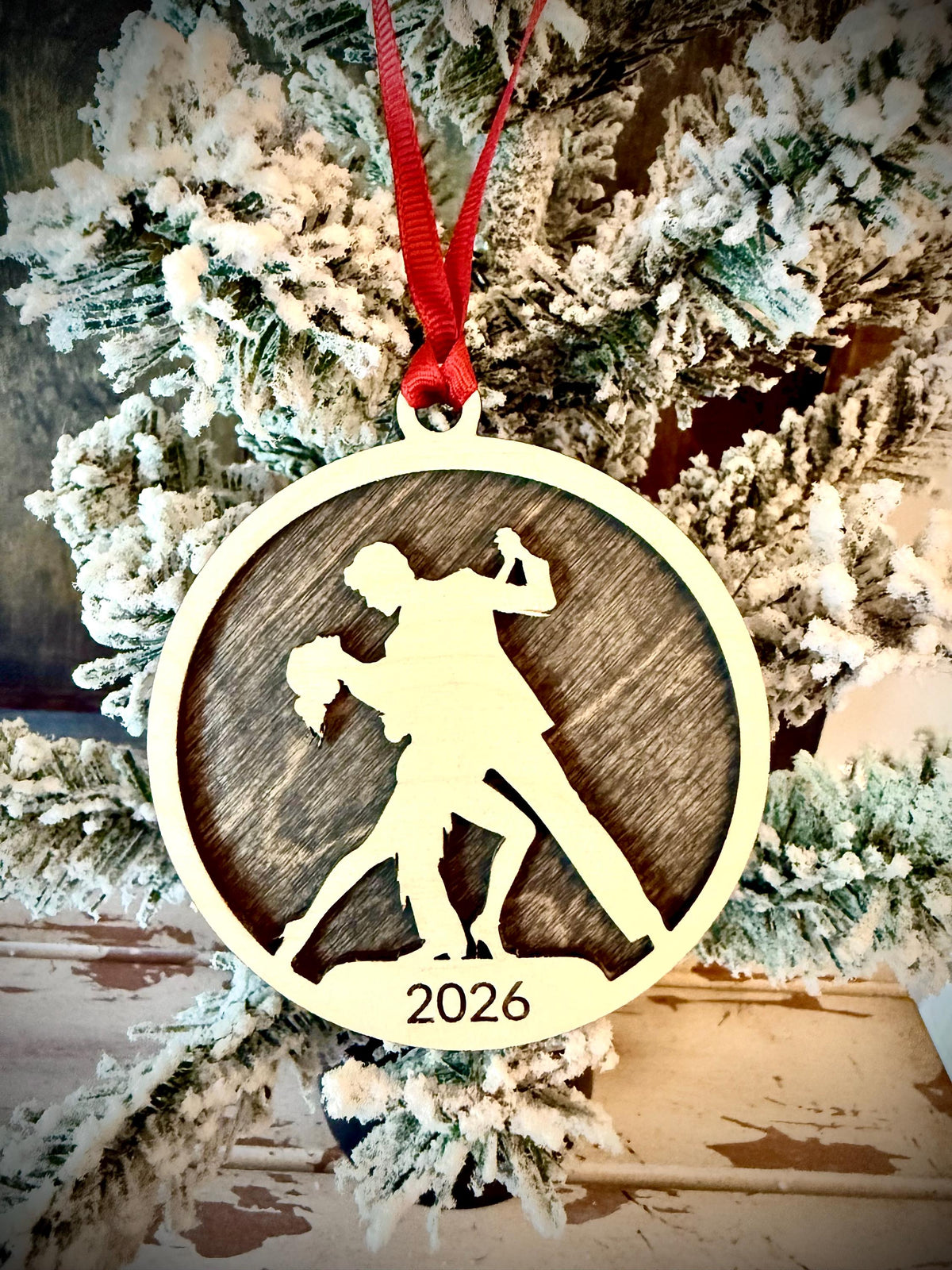 Tango Dance Personalized 2-Layer Wood Christmas Ornament & Gift Tag | 12 Finishes
